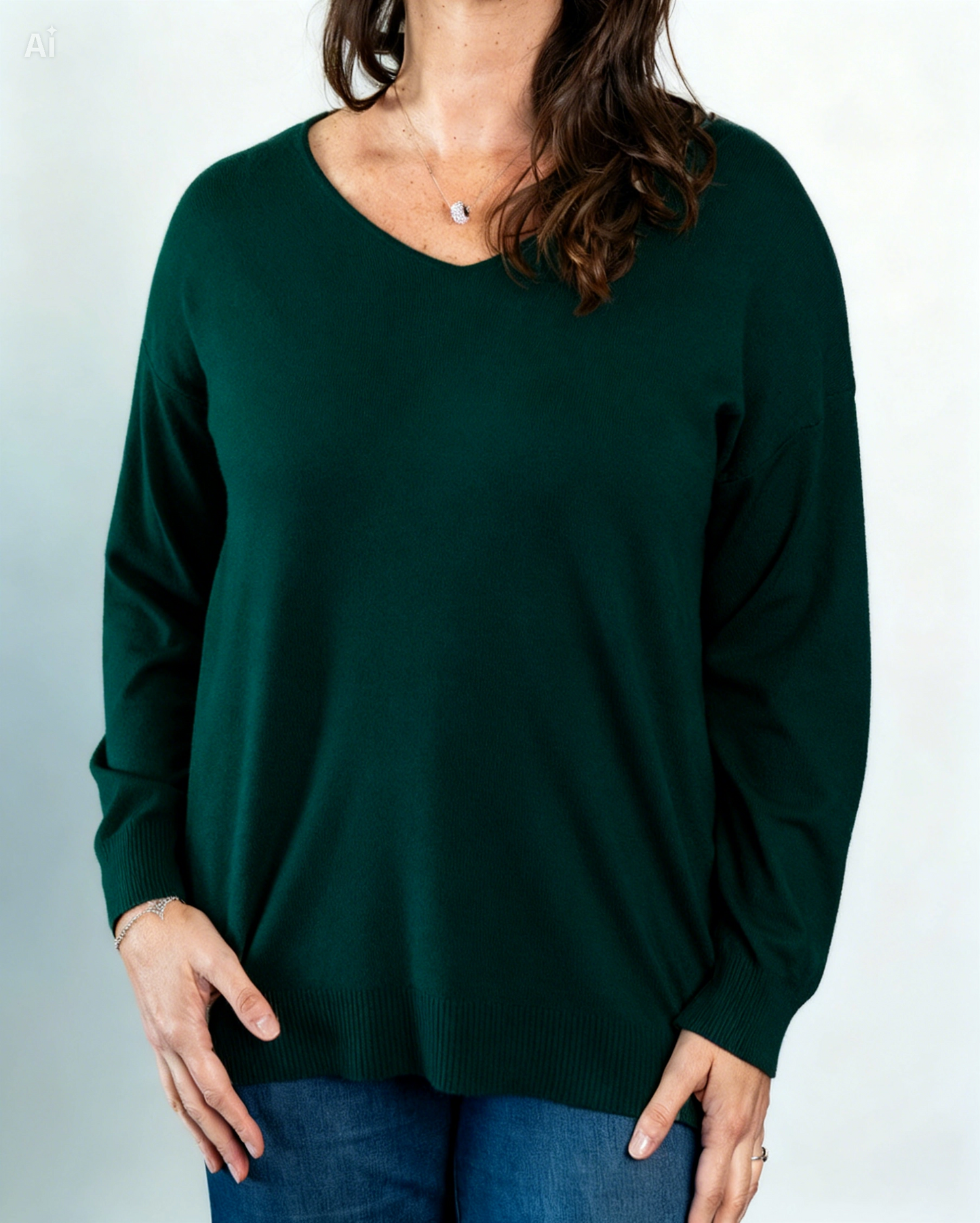 Sweater Cuello V Pía Verde
