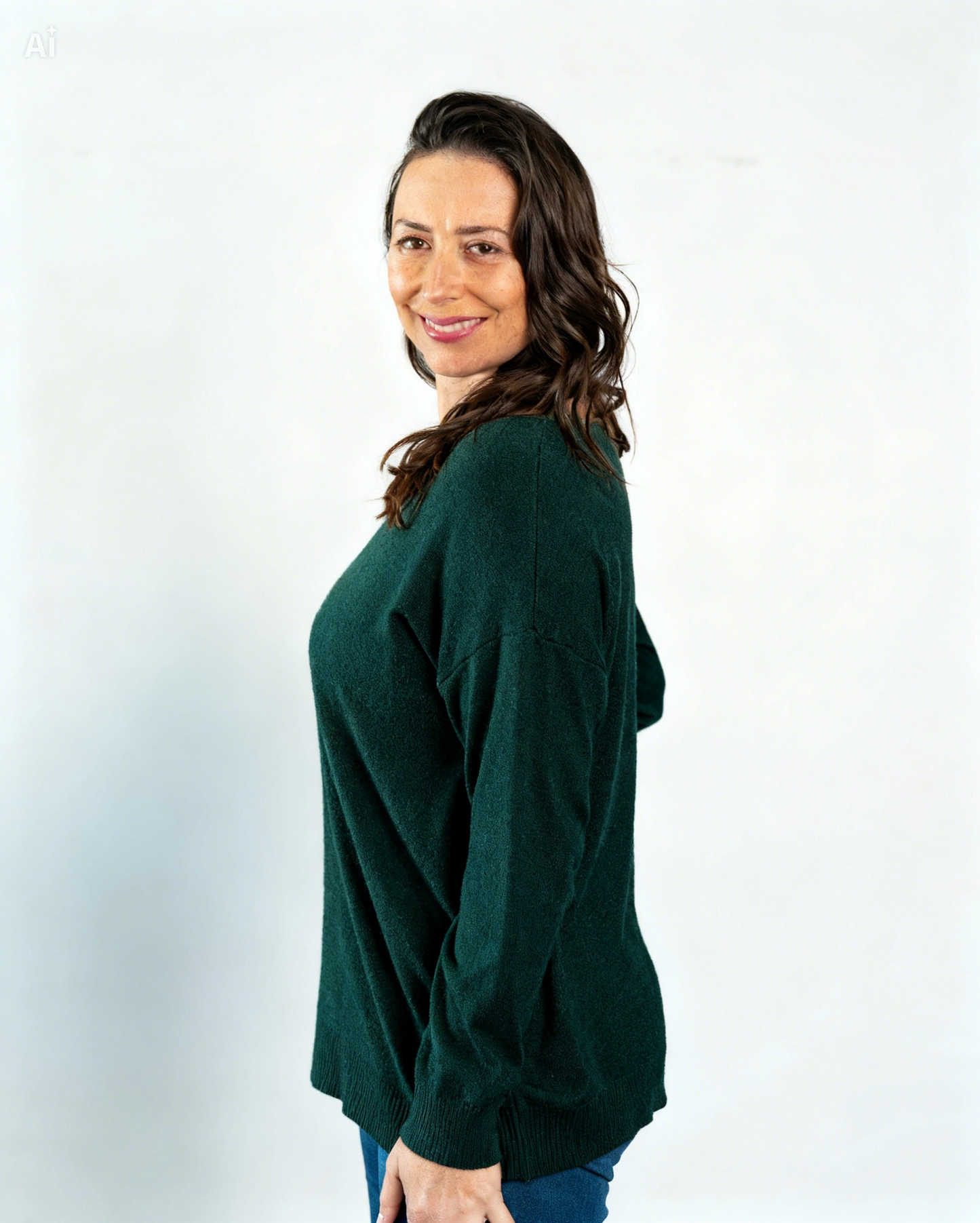 Sweater Cuello V Pía Verde