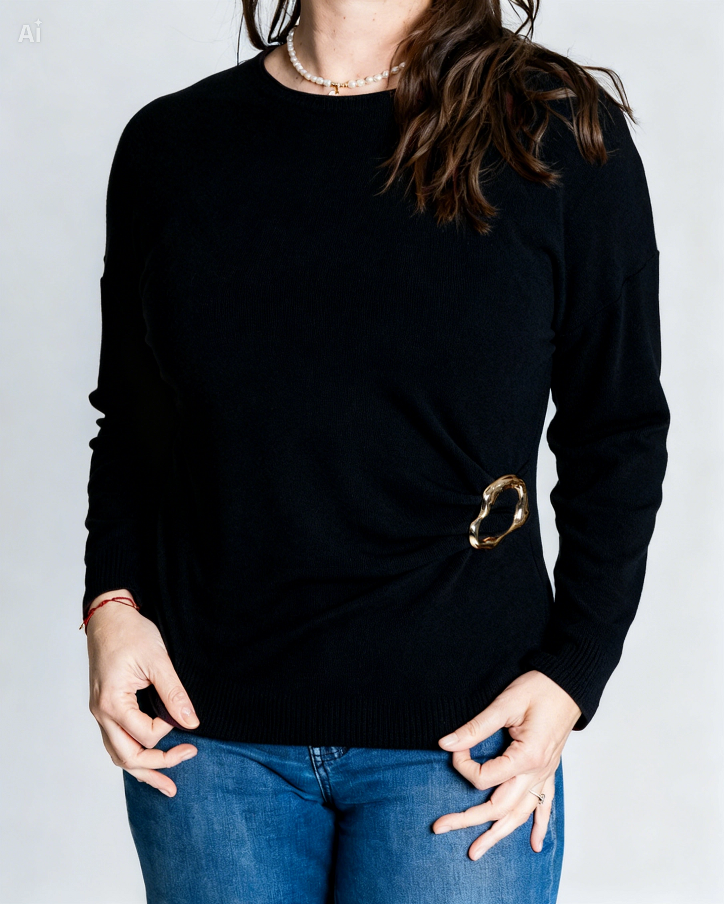Polera Rosita Hebilla Negro