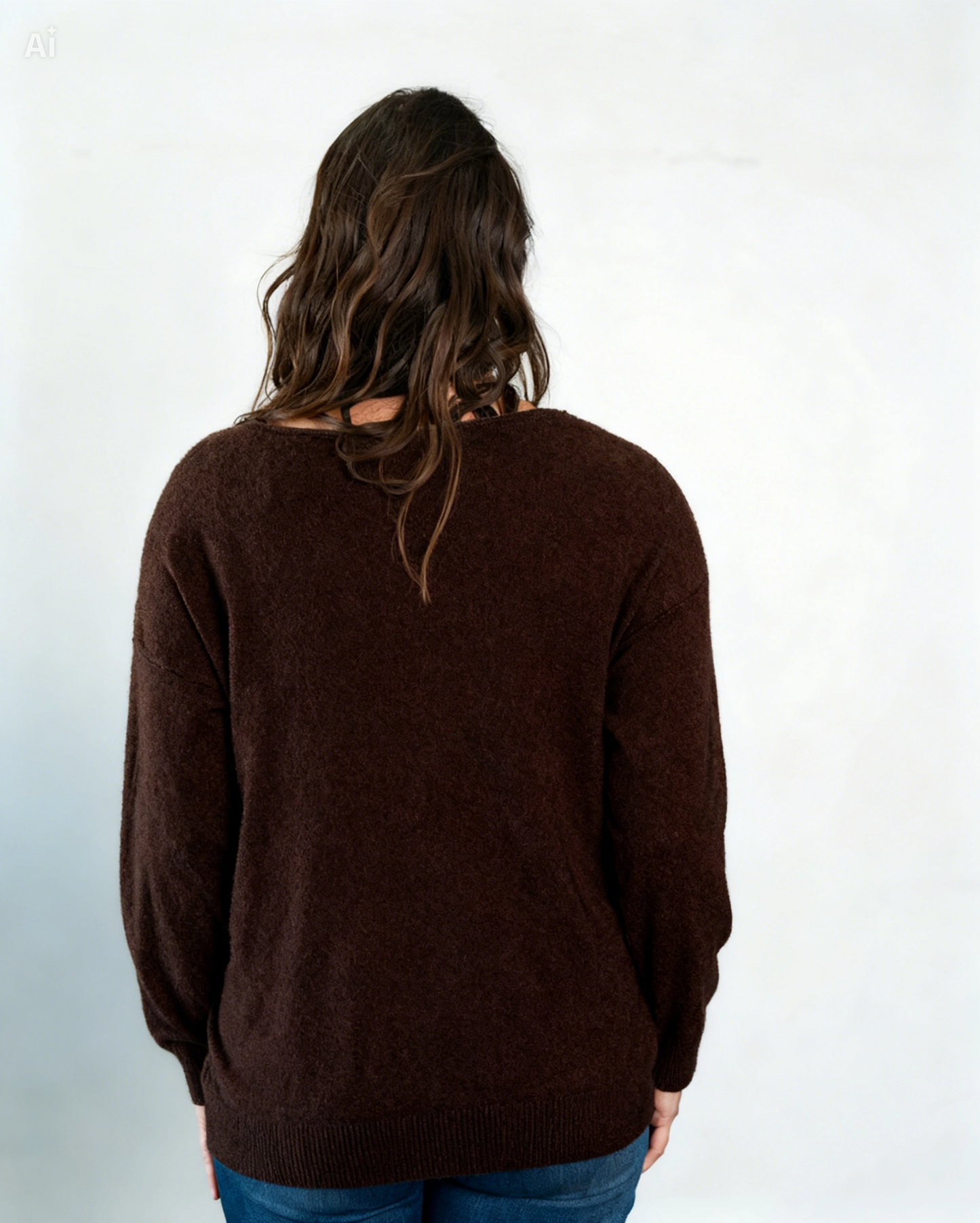 Sweater Cuello V Pía Chocolate