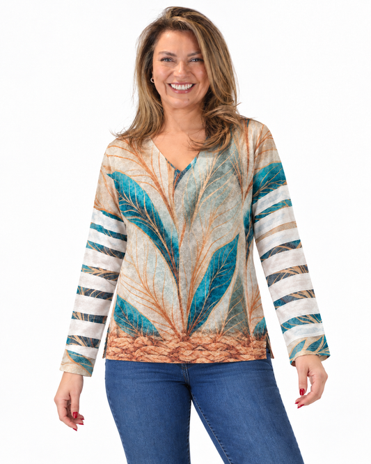 Polera BR Aline Manga Larga Turquesa