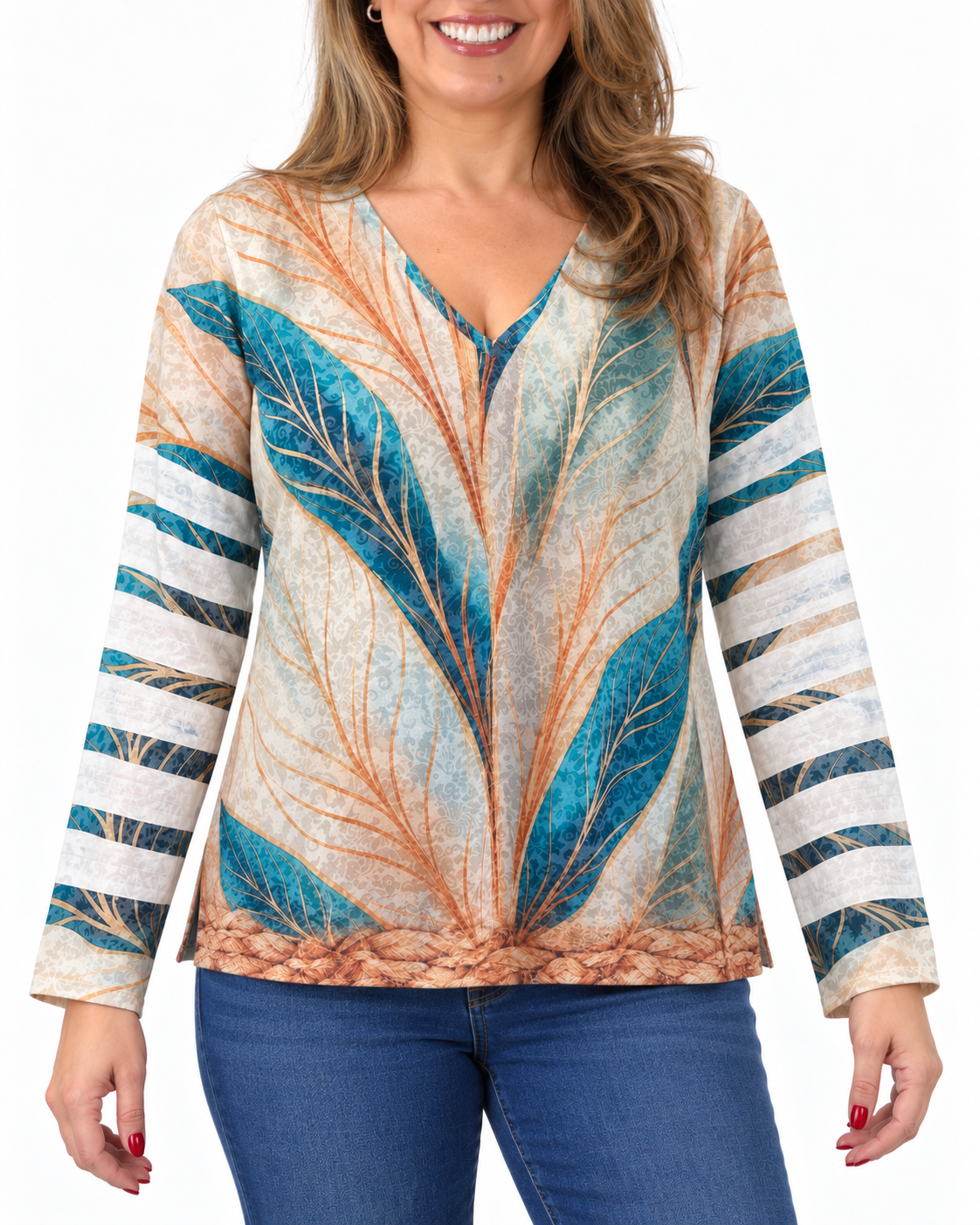 Polera BR Aline Manga Larga Turquesa