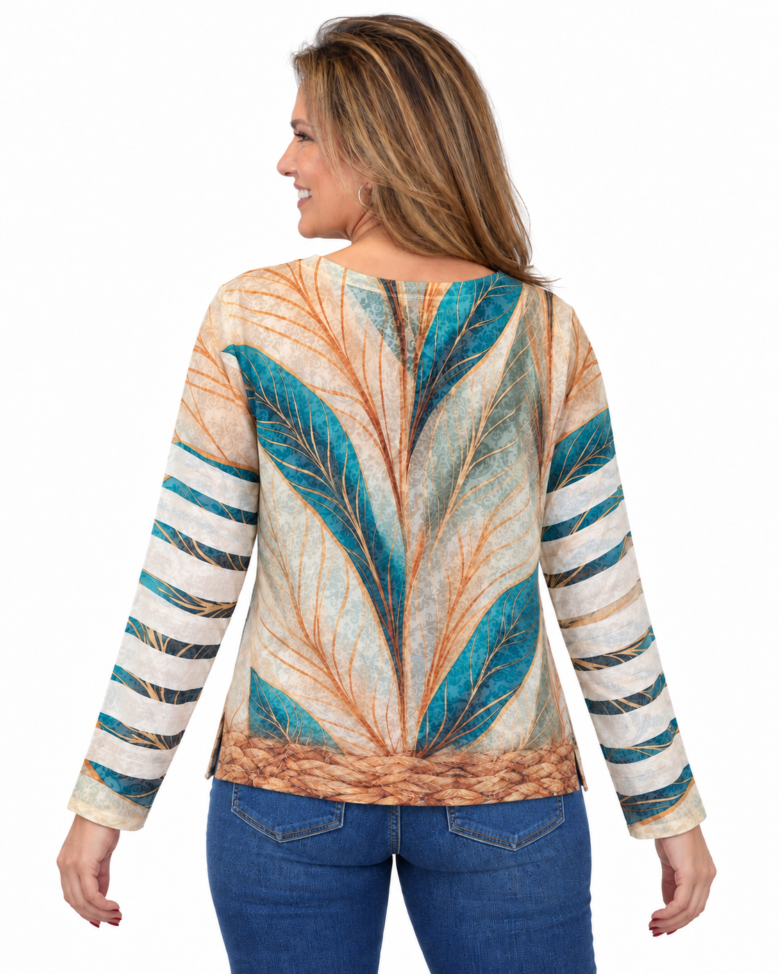 Polera BR Aline Manga Larga Turquesa