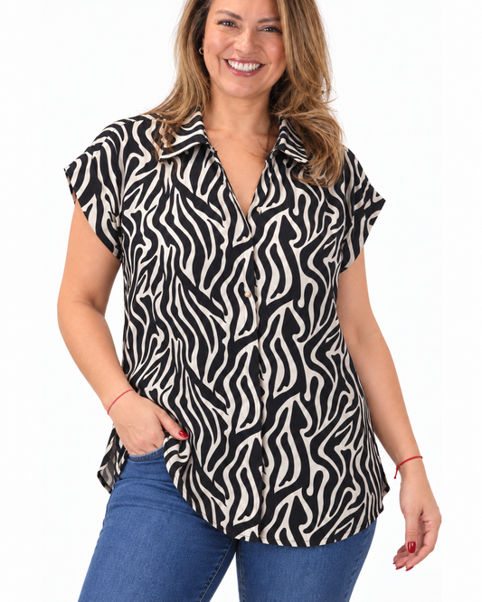 Blusa Cebra Manga Corta