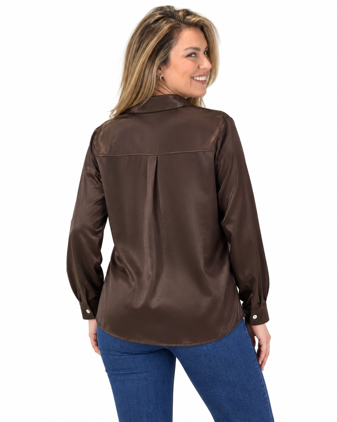 Blusa Satín Maca Chocolate