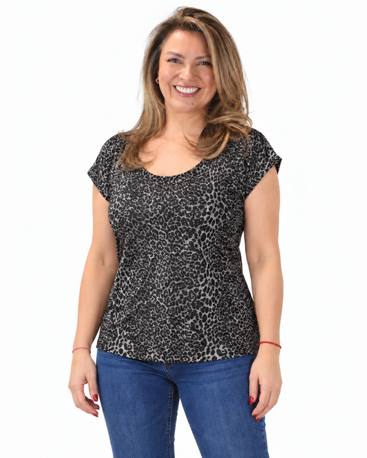 Polera Fiesta Print Lily Plateado