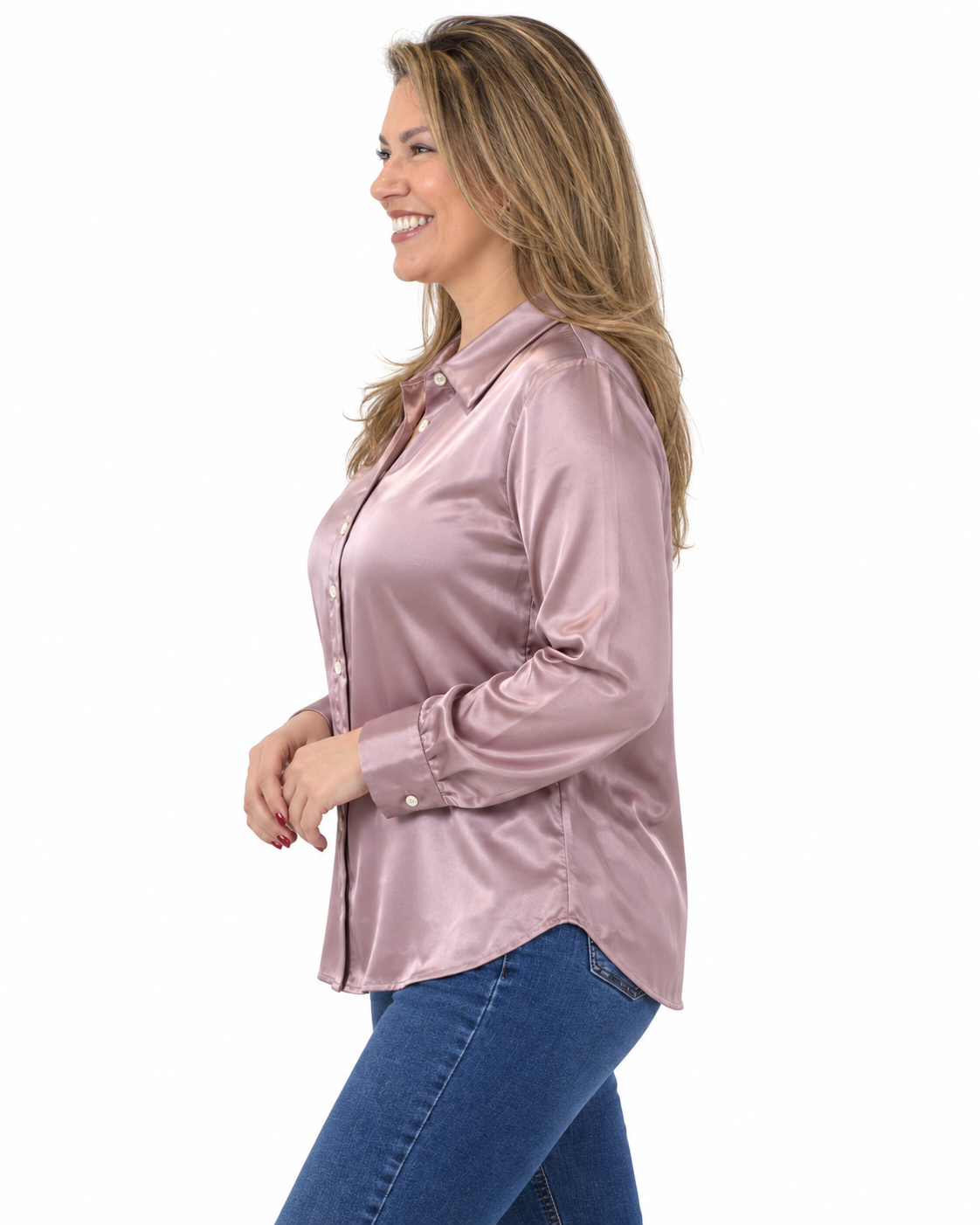 Blusa Satín Maca Rosada