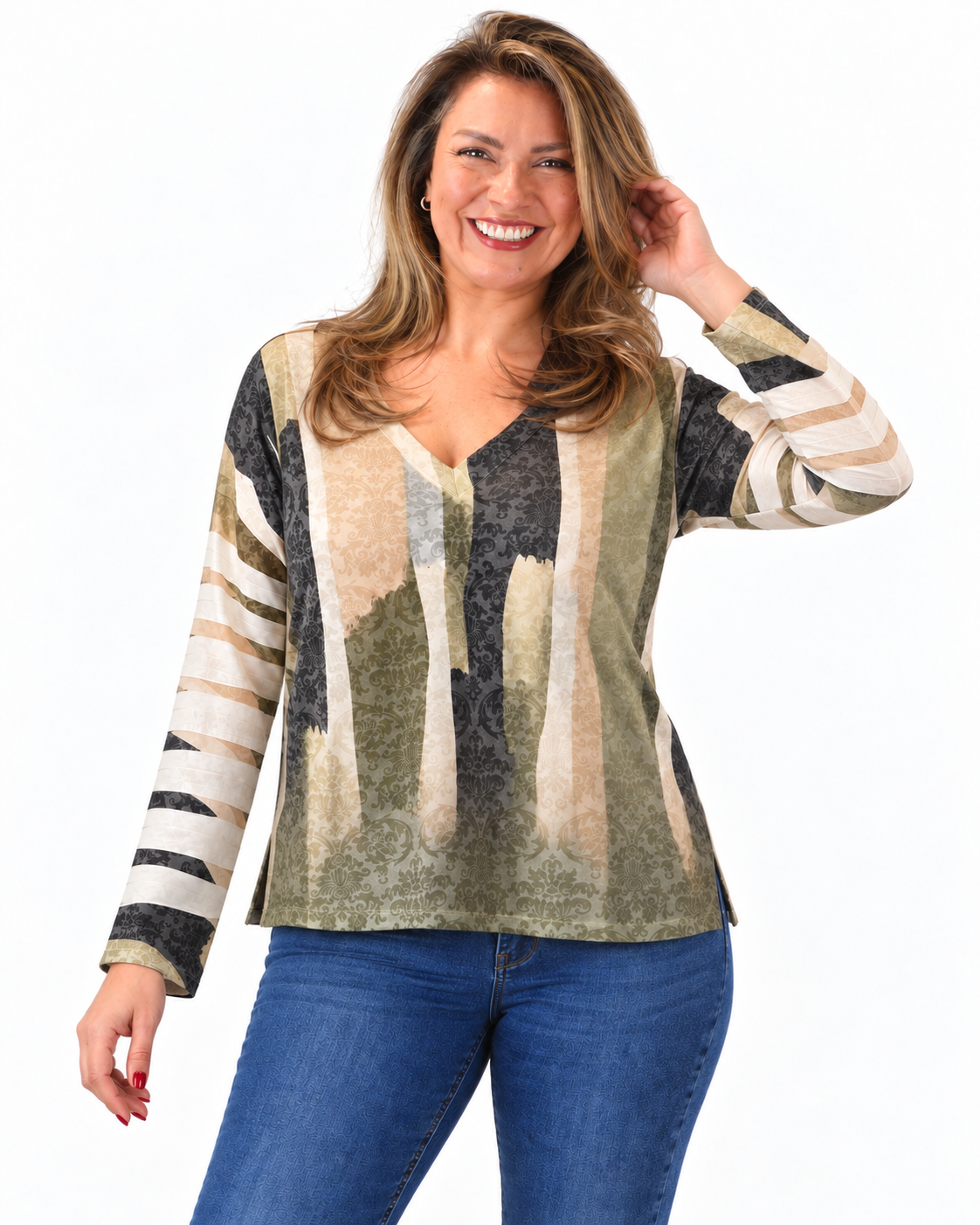 Polera BR Aline Manga Larga Verde Olivo