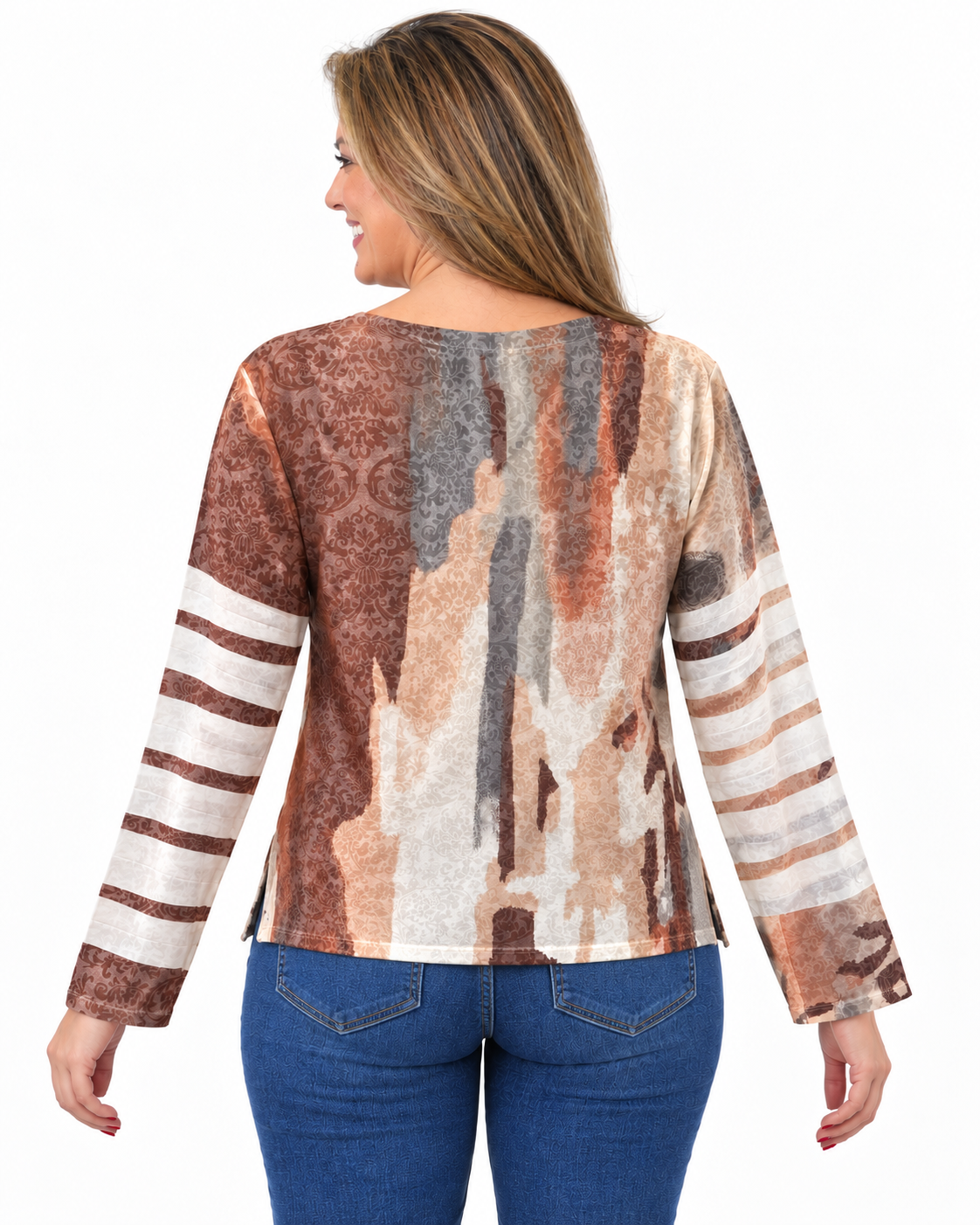 Polera BR Aline Manga Larga Café