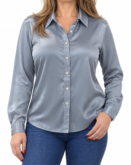 Blusa Satín Maca Gris