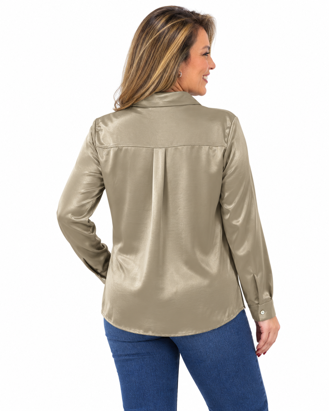 Blusa Satín Maca Beige