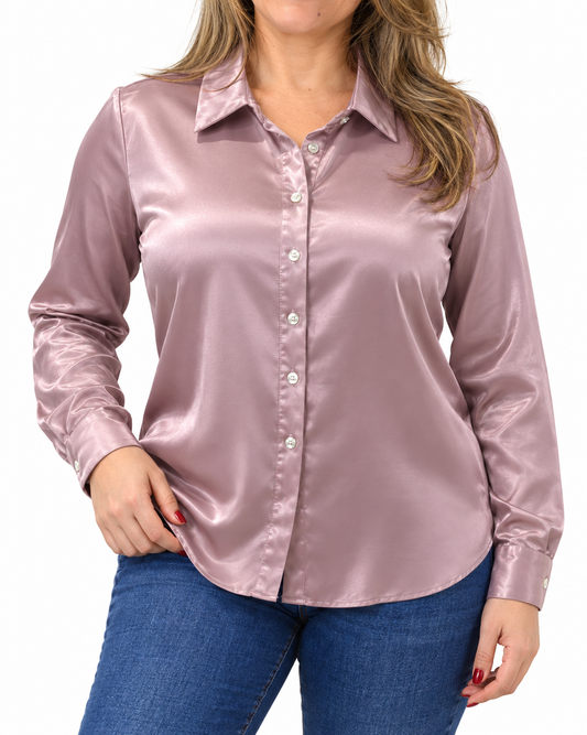 Blusa Satín Maca Rosada