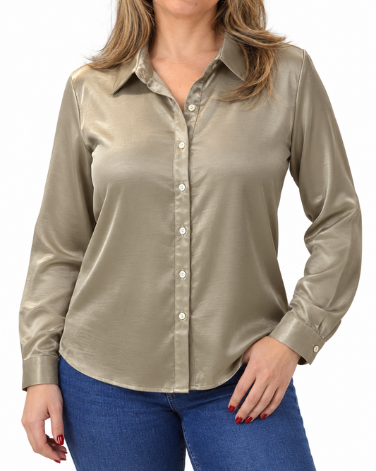 Blusa Satín Maca Beige