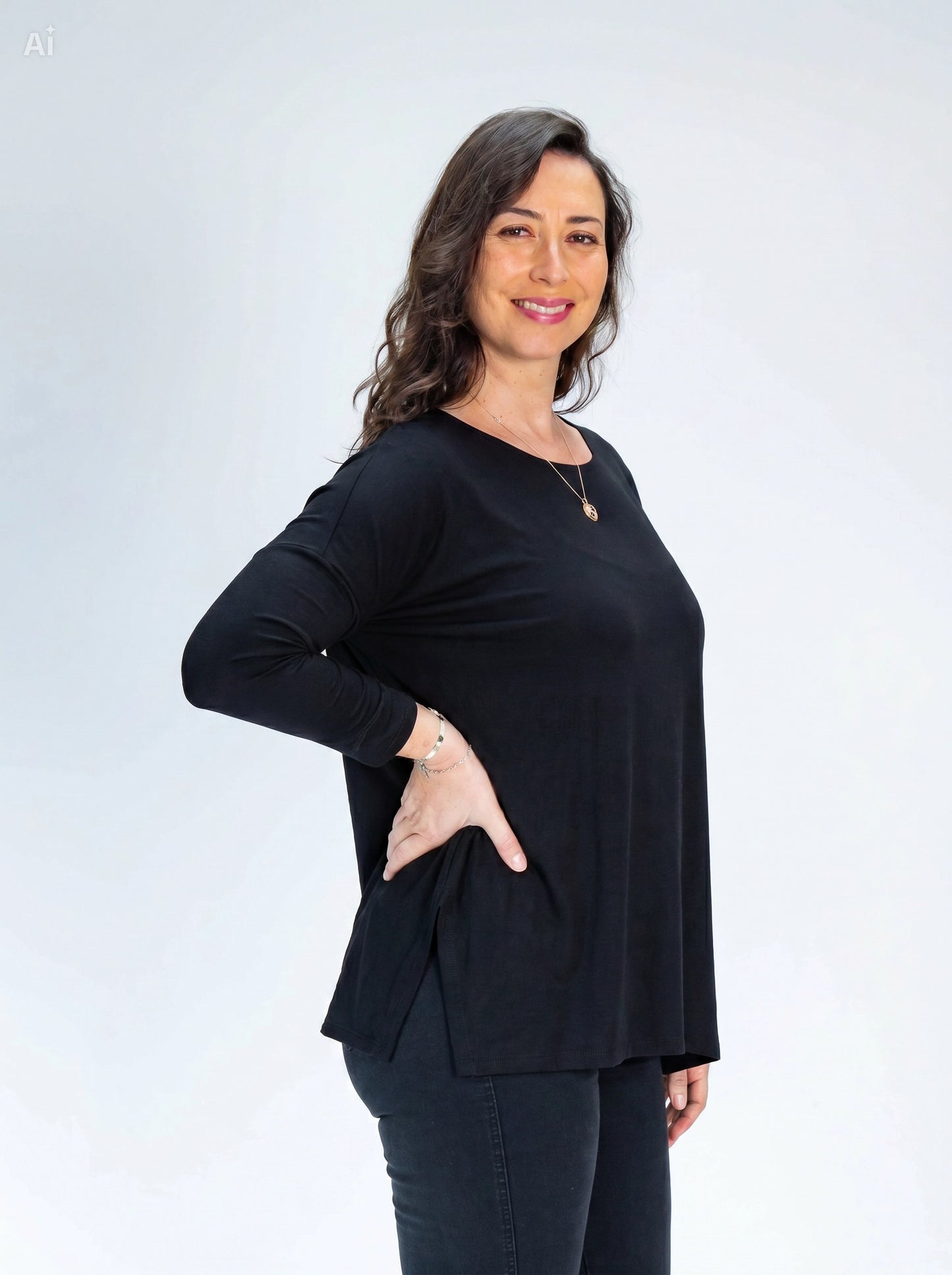Polera Cony Manga Larga Negro
