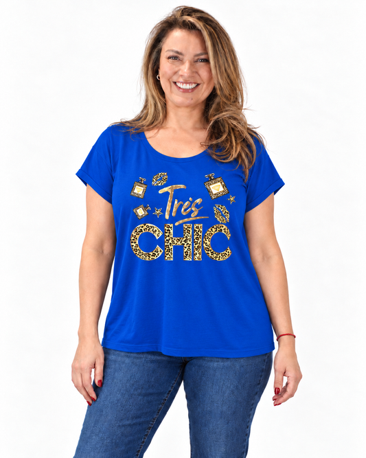 Polera Chic Print Azul