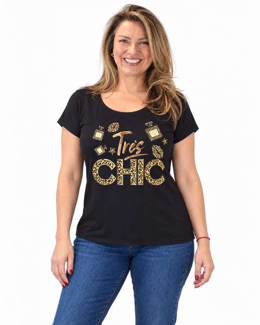 Polera Chic Print Negro