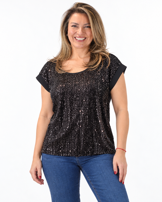 Polera Lentejuelas Marcela Negro