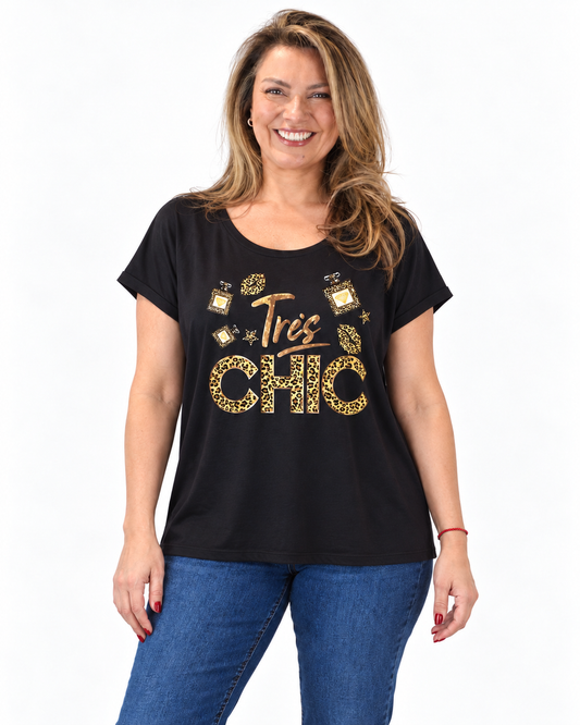 Polera Chic Print Negro