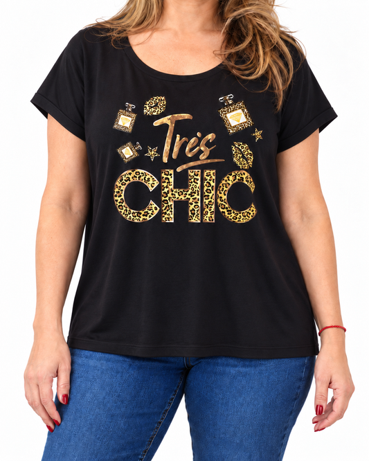 Polera Chic Print Negro