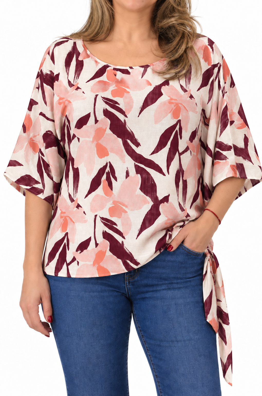 Blusa Flores Loreto Burdeo