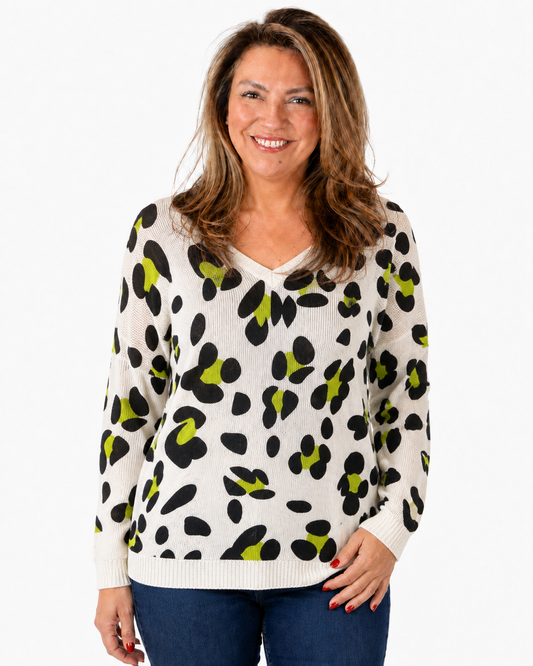 Sweater Hilo Print Selva Blanco
