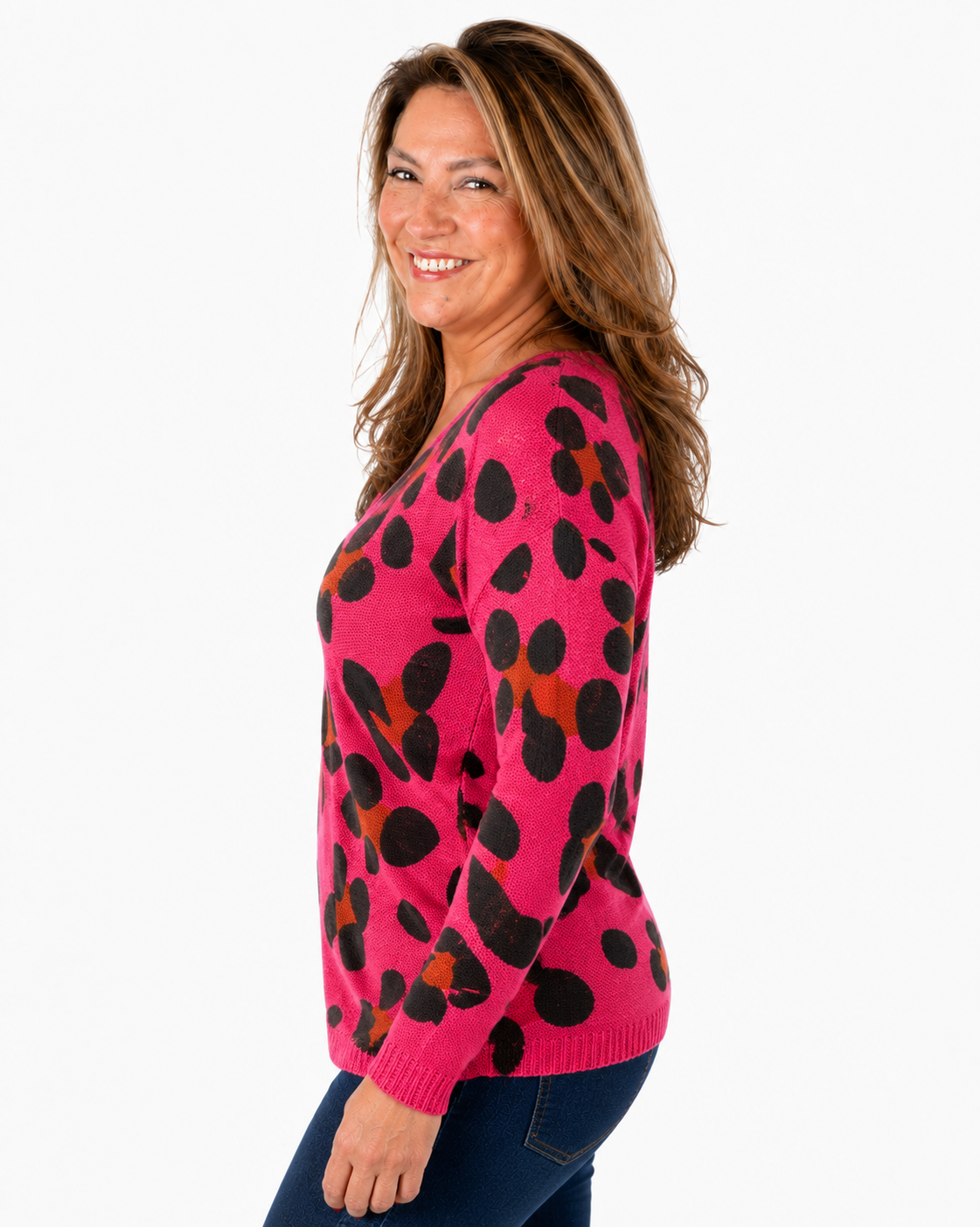 Sweater Hilo Print Selva Fucsia