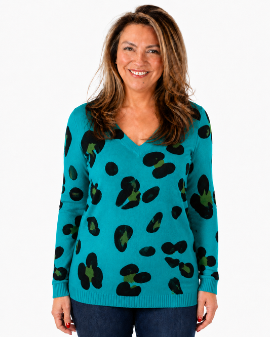 Sweater Hilo Print Selva Turquesa