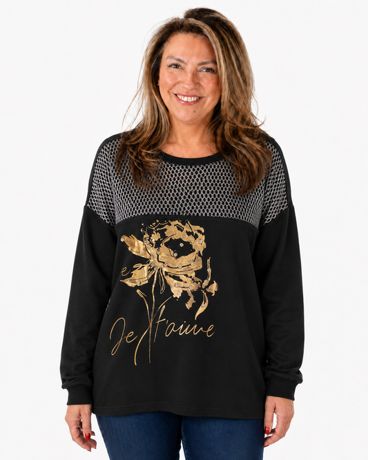 Polerón Malla Gold Negro