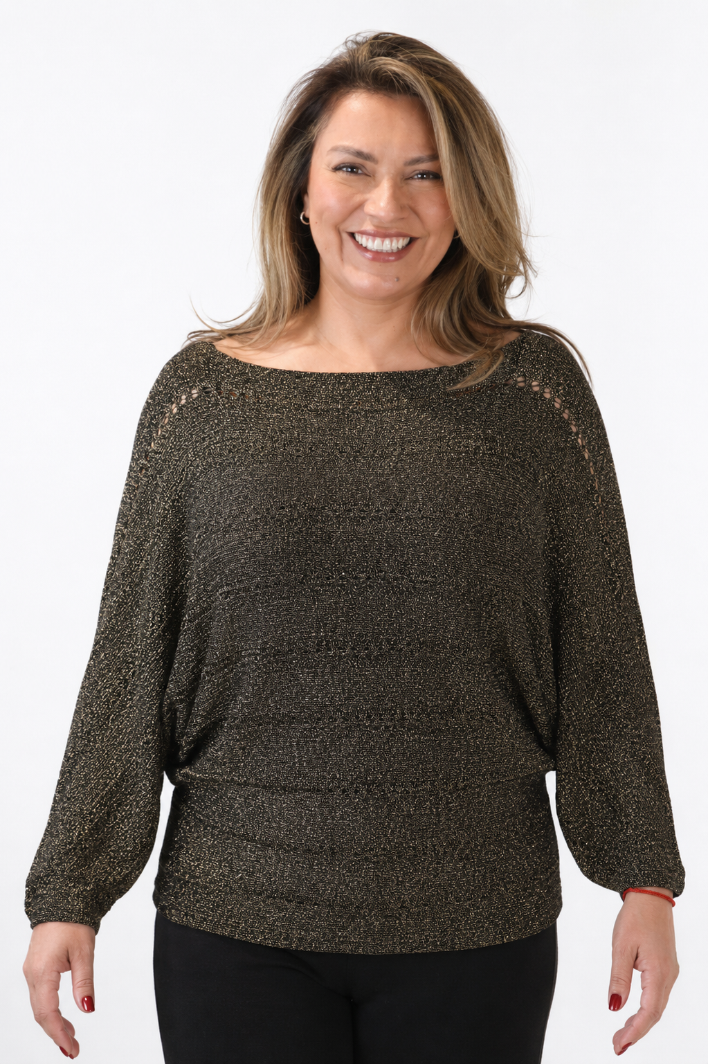 Sweater Manga Murcielago Roberta Negro Dorado