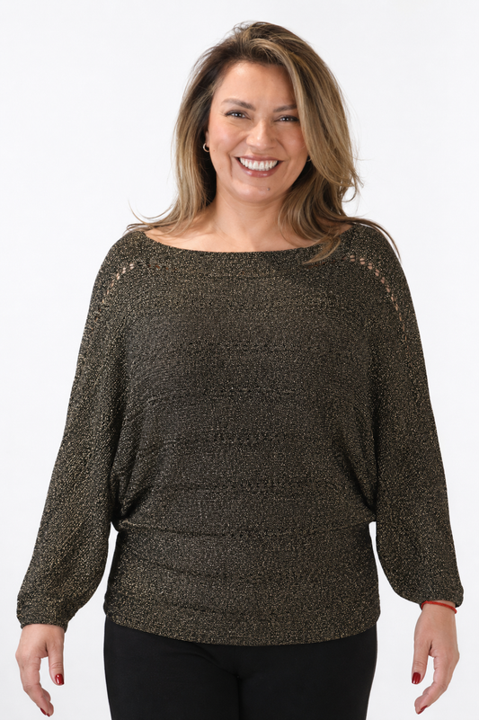 Sweater Manga Murcielago Roberta Negro Dorado