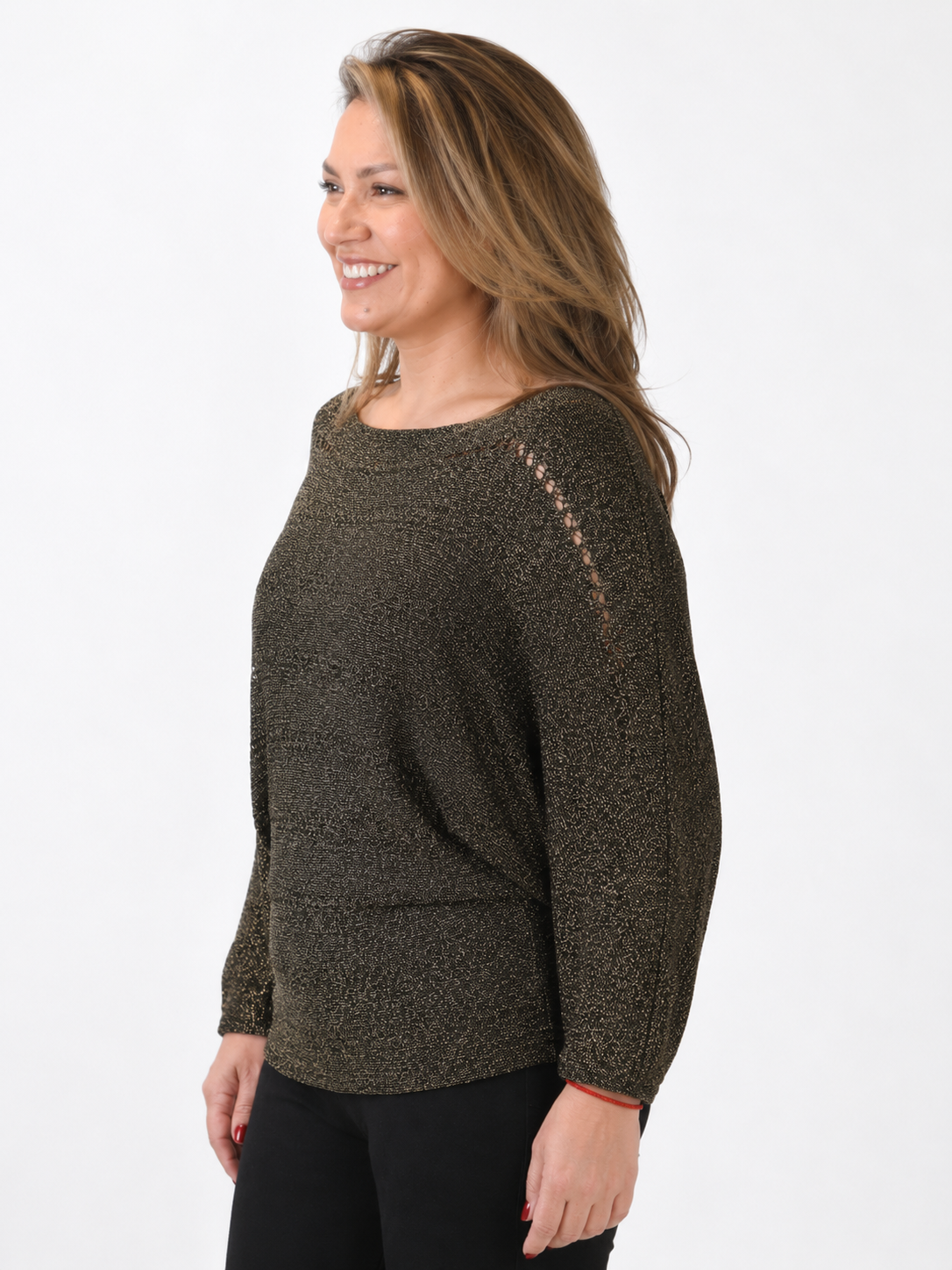 Sweater Manga Murcielago Roberta Negro Dorado