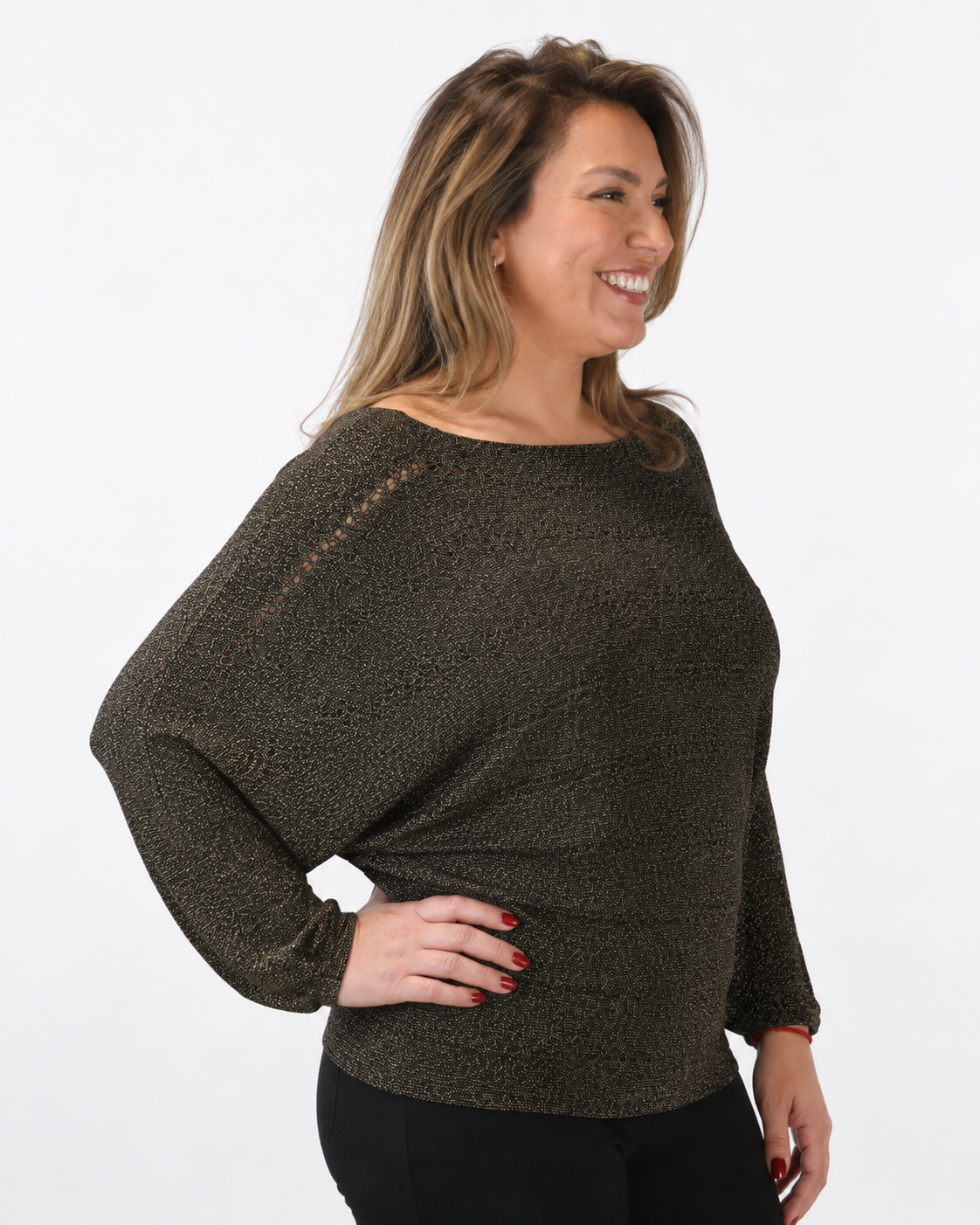 Sweater Manga Murcielago Roberta Negro Dorado