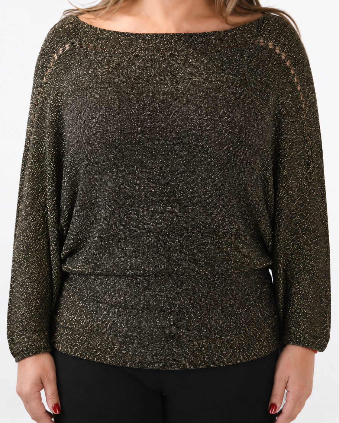 Sweater Manga Murcielago Roberta Negro Dorado
