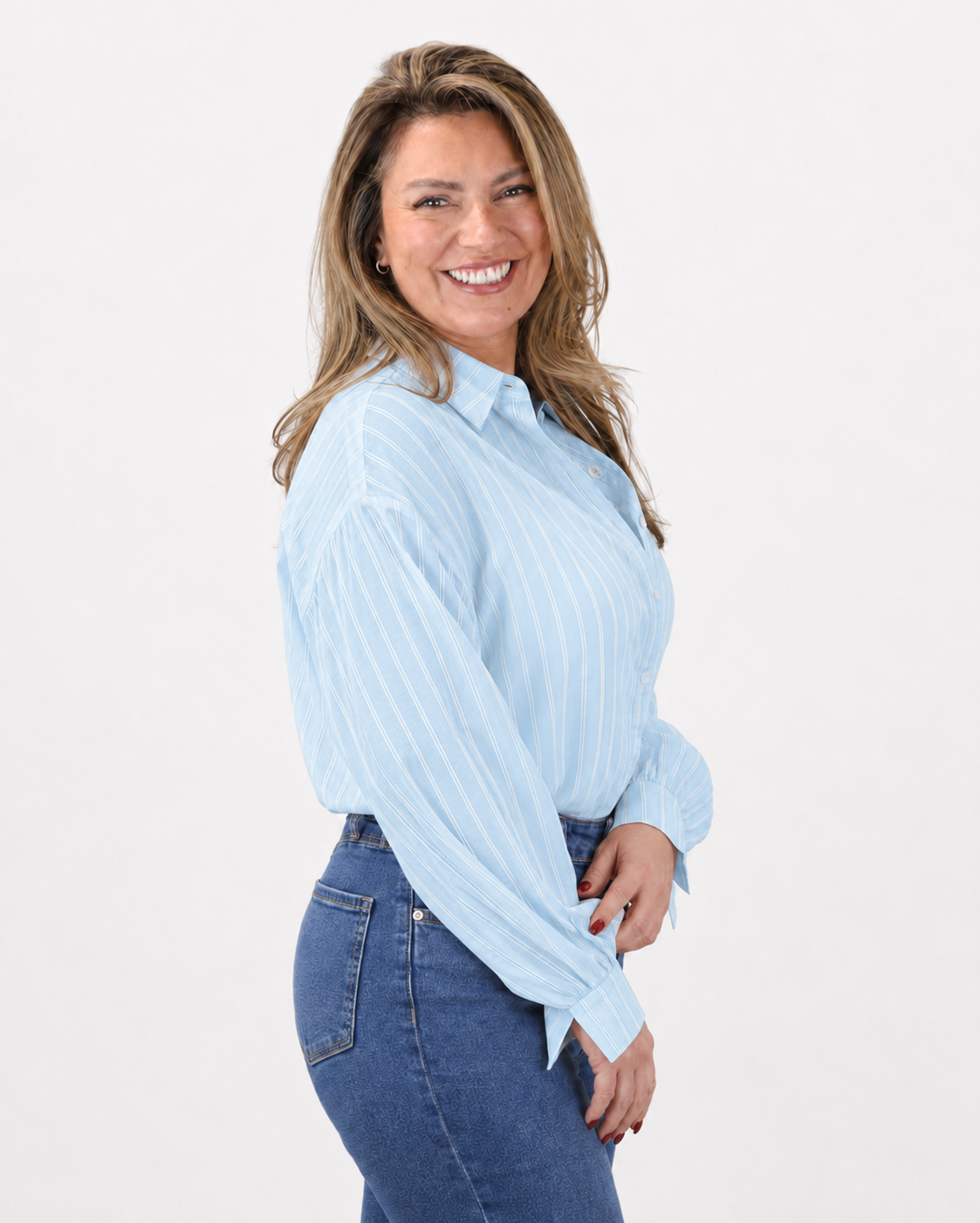 Blusa Listada Cintya Celeste