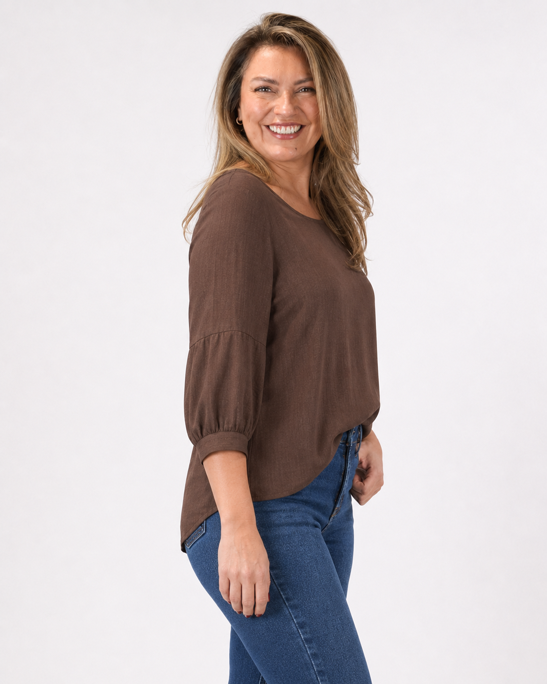 Blusa Luz Manga Globo Chocolate