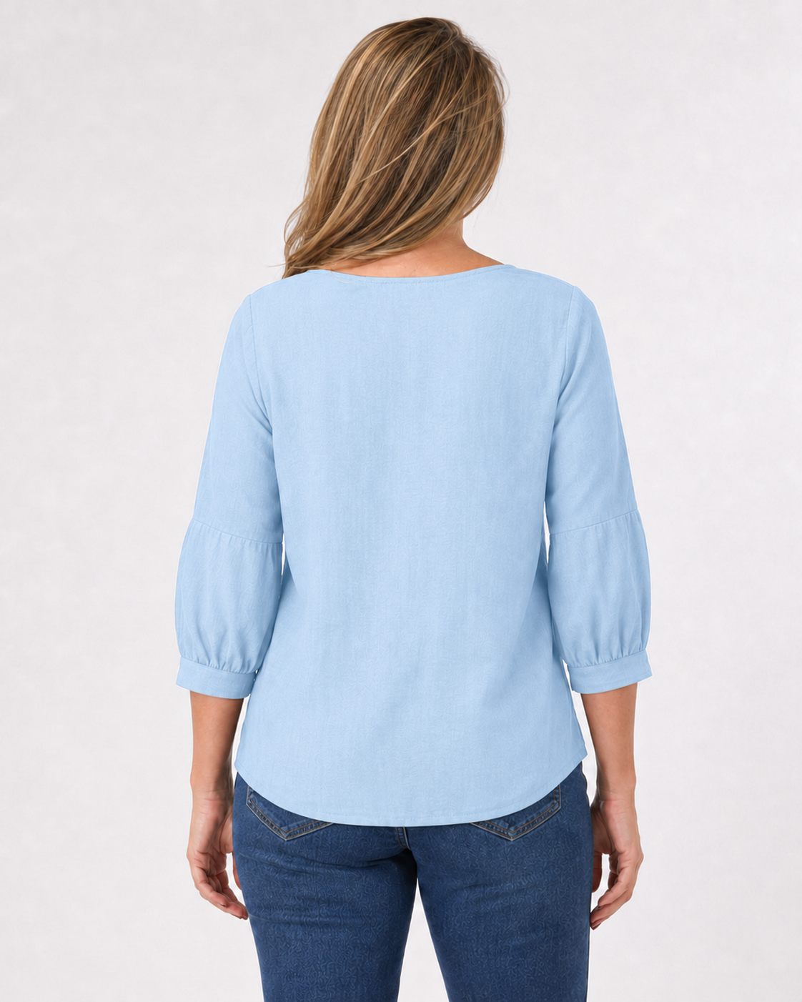 Blusa Luz Manga Globo Celeste