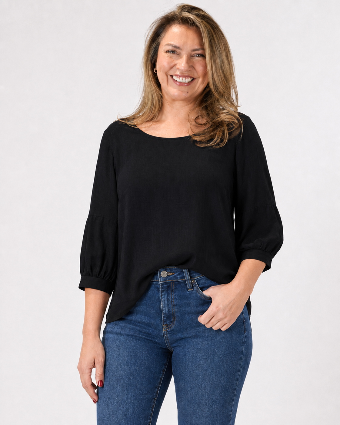 Blusa Luz Manga Globo Negra