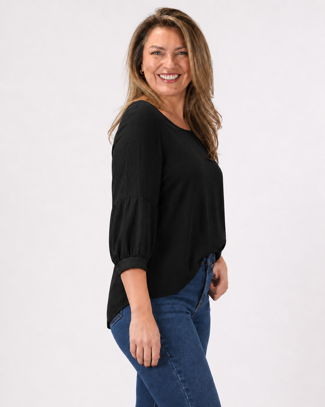 Blusa Luz Manga Globo Negra