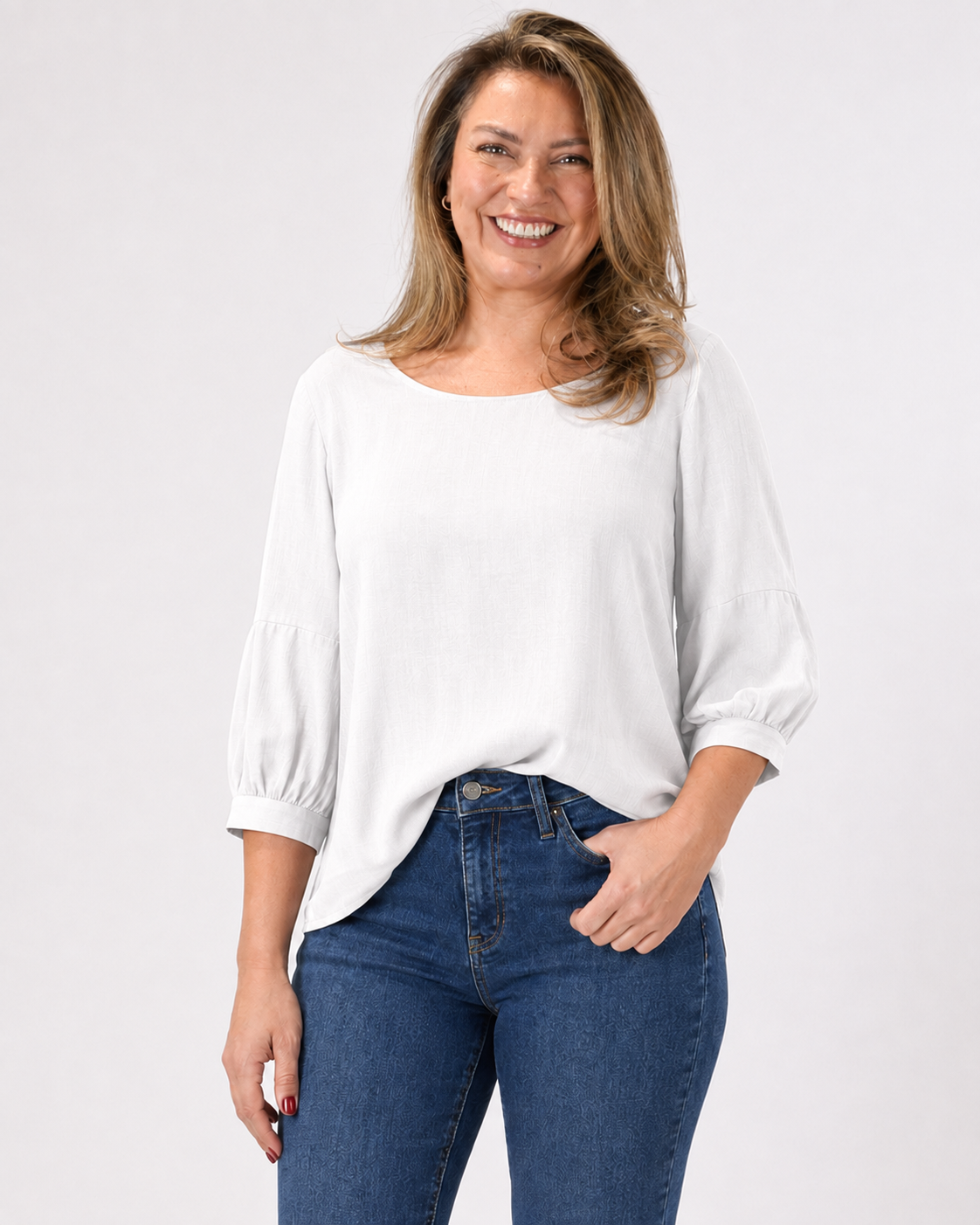 Blusa Luz Manga Globo Blanco