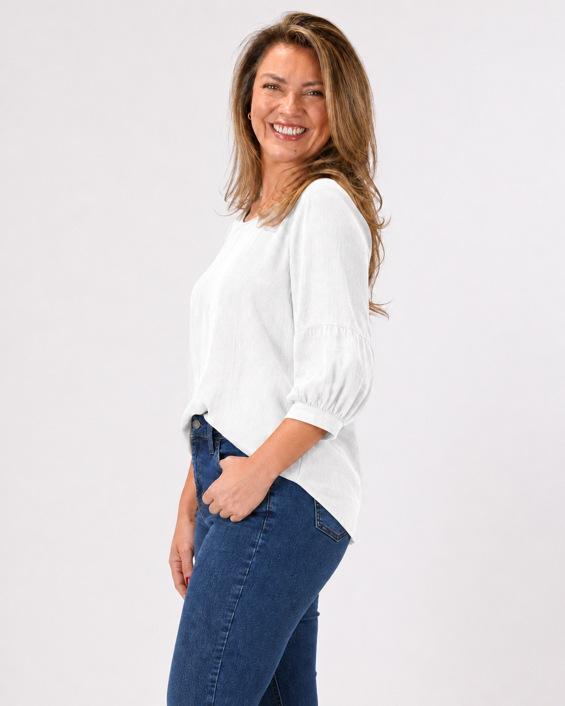 Blusa Luz Manga Globo Blanco