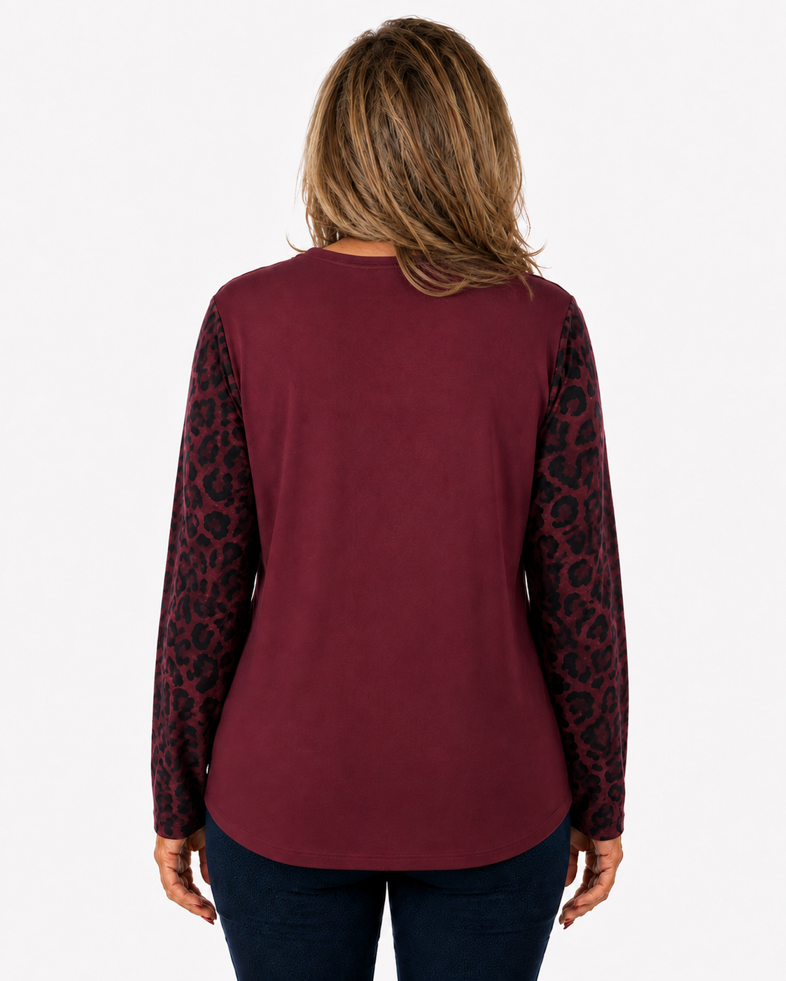 Polera Print Flores Burdeo