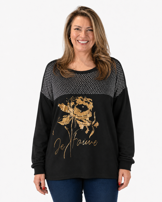 Polerón Malla Gold Negro