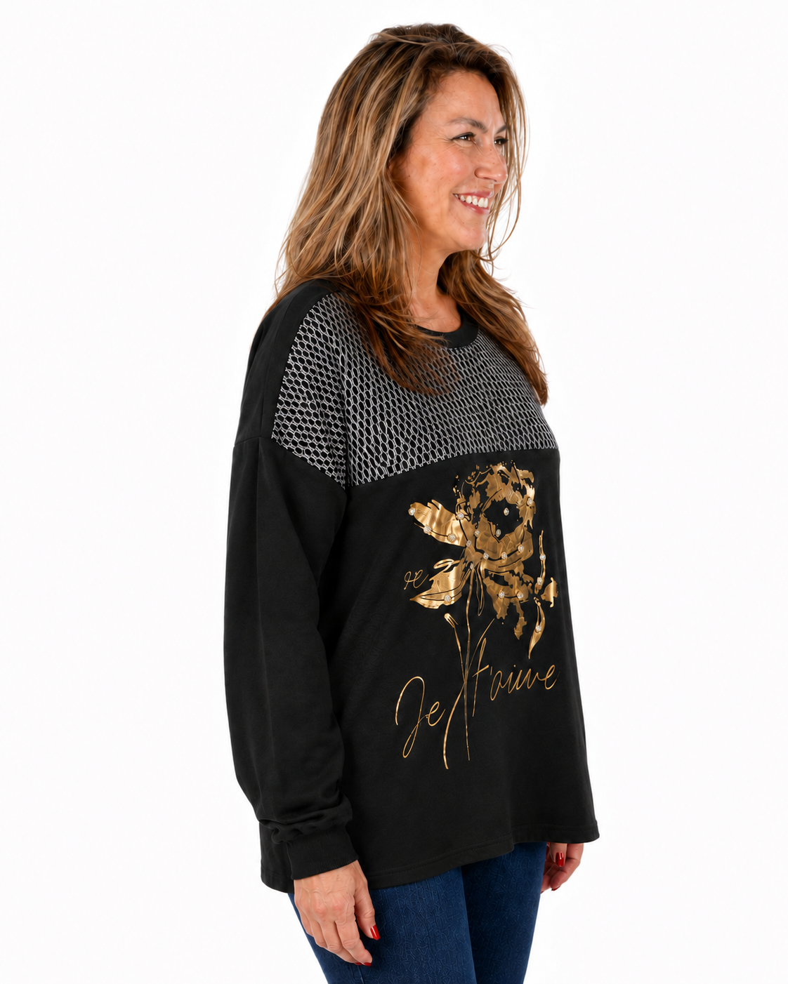 Polerón Malla Gold Negro