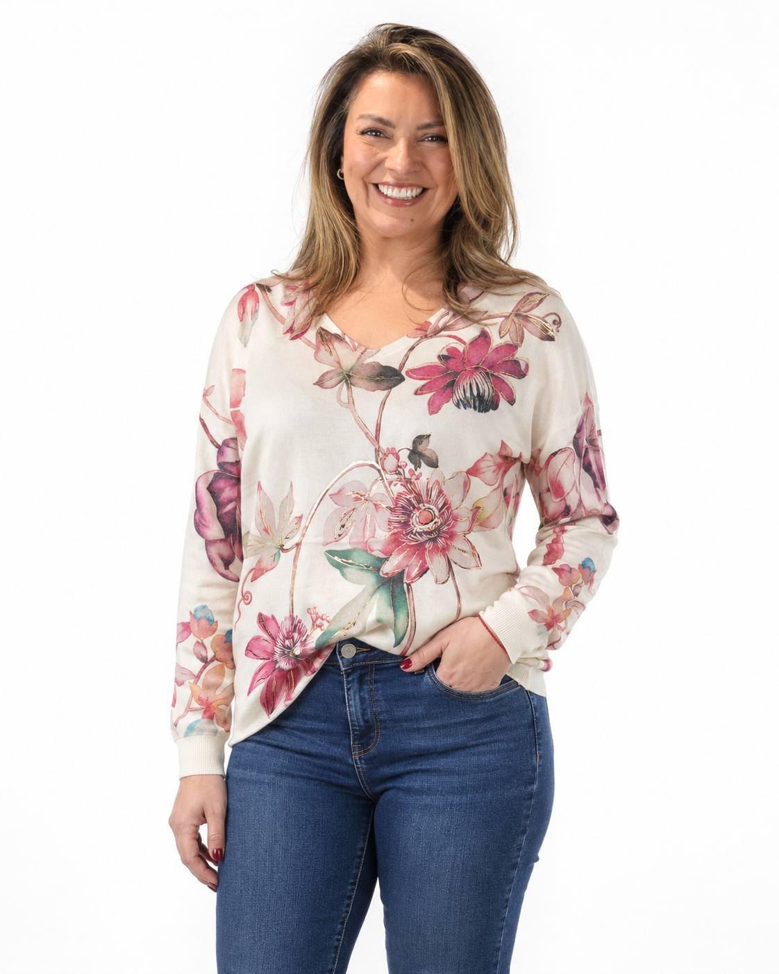 Sweater Florcitas Rosada