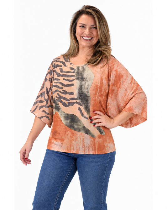 Polera Manga Murcielaga Catalina Naranja