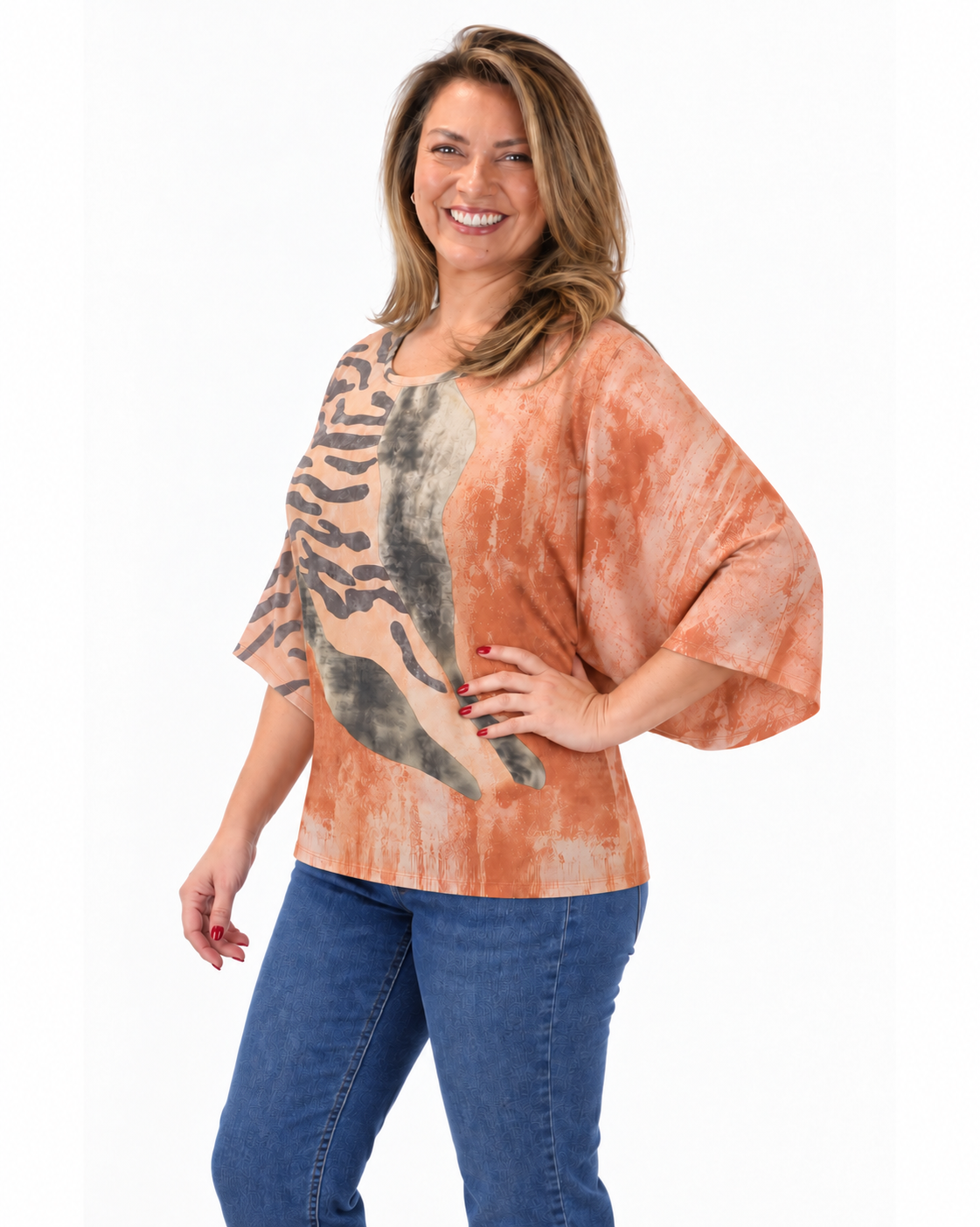 Polera Manga Murcielaga Catalina Naranja
