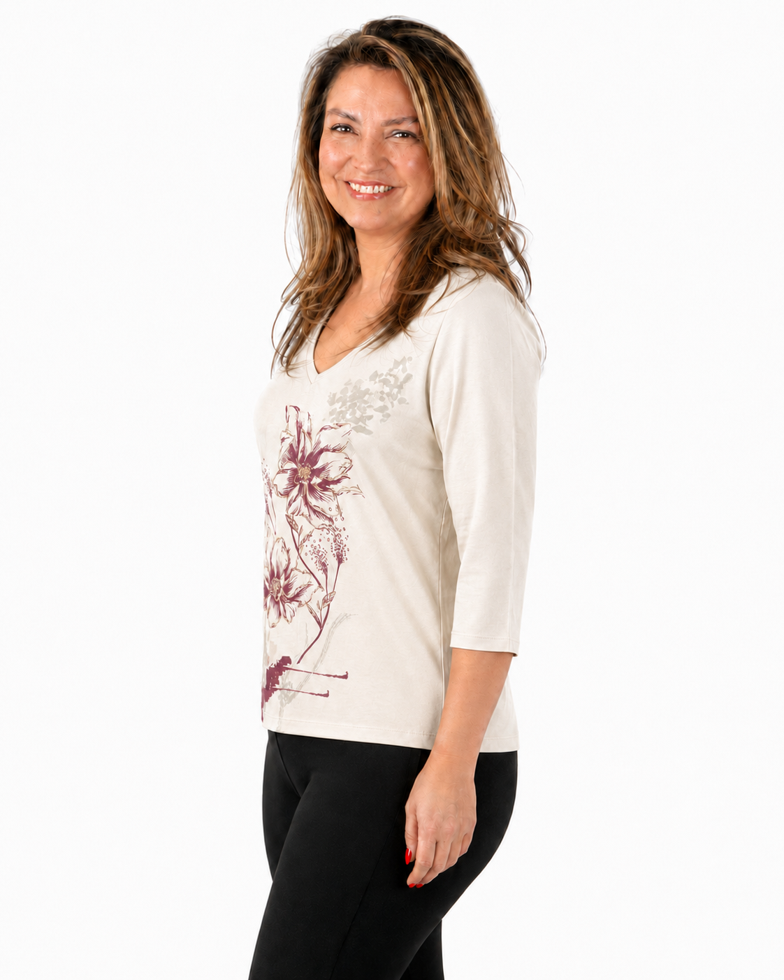 Polera Renata Flor Beige