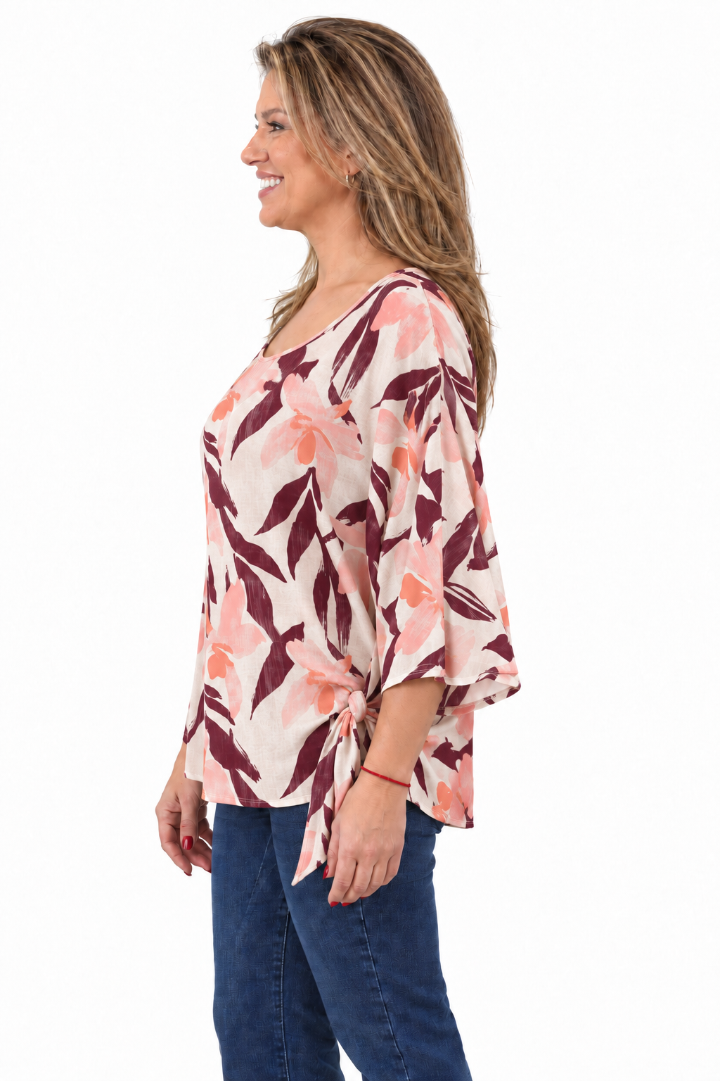 Blusa Flores Loreto Burdeo
