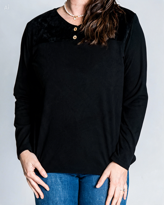 Polera Pamela Gamuza Negro