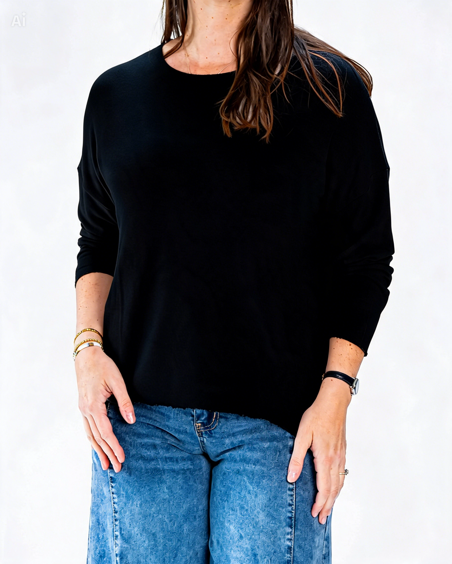 Polera Hilo Liso Miriam Negro